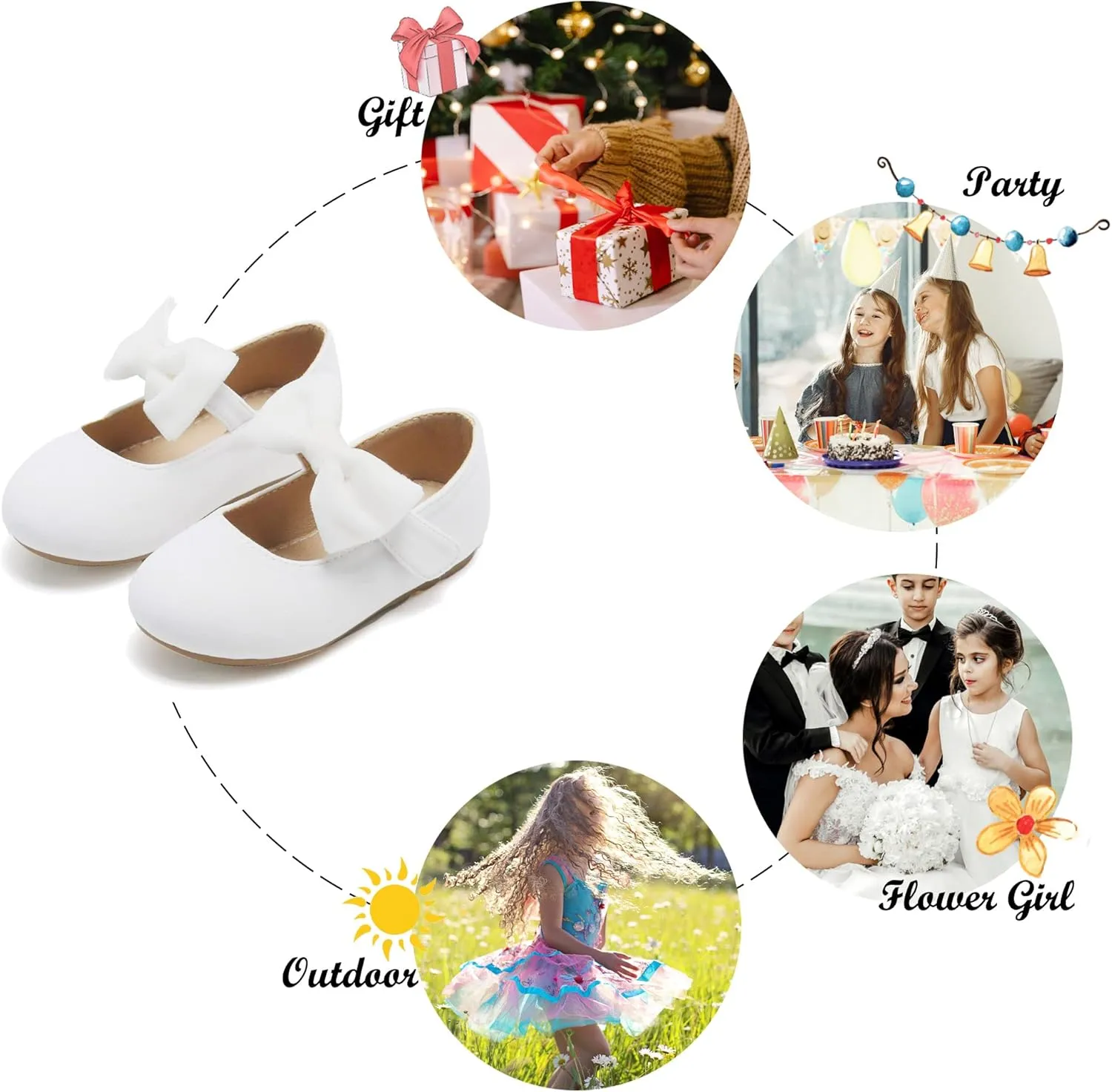 Felix & Flora Toddler Little Girls Dress Shoes - Flower Girls Mary Jane Flats Ballet Shoes Party Wedding