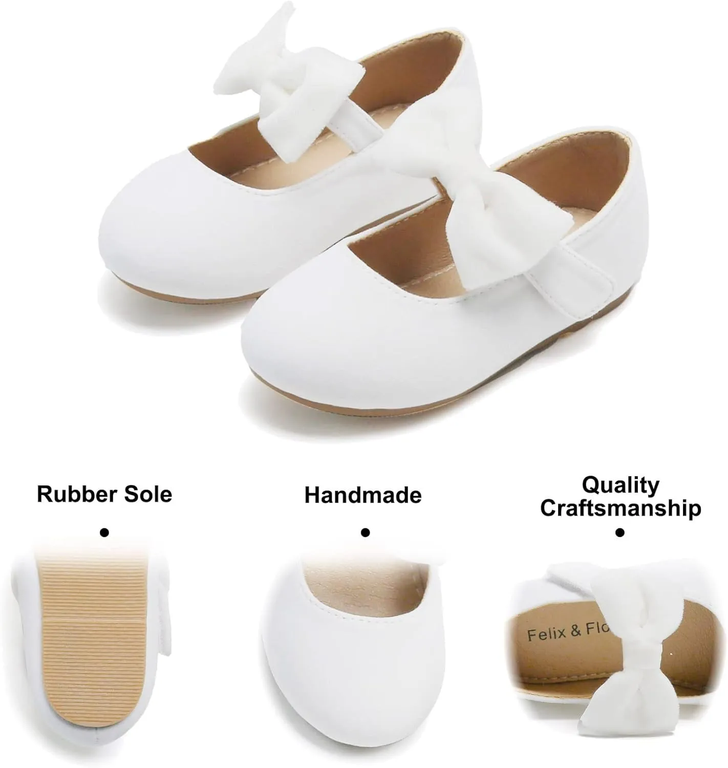 Felix & Flora Toddler Little Girls Dress Shoes - Flower Girls Mary Jane Flats Ballet Shoes Party Wedding