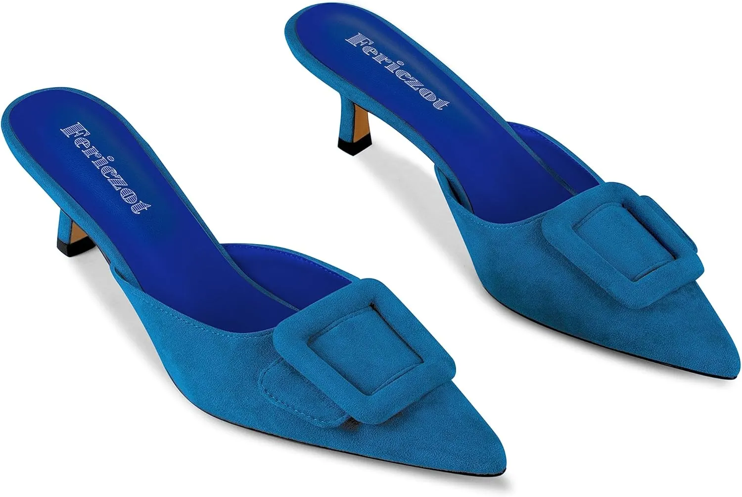 Fericzot Mule Slippers for Women,Slingback Buckle Pumps Pointed Toe Kitten Heels Shoes Slides Backless Dress Sandals