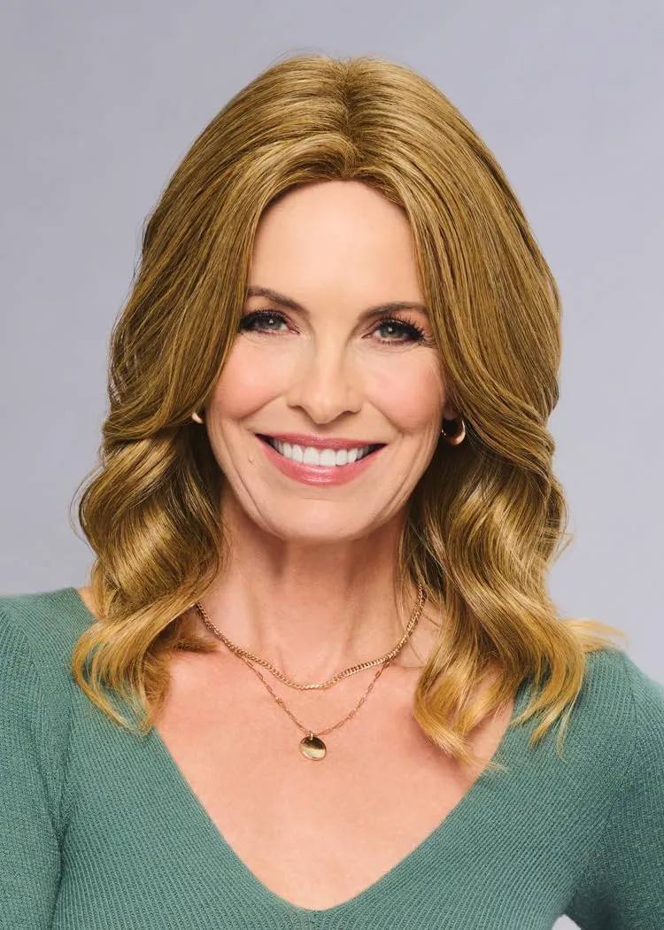 Fetching Beauty Should-Length Layered Wig With Flowing Waves by Hairuwear, Average Cap - Dark Brown