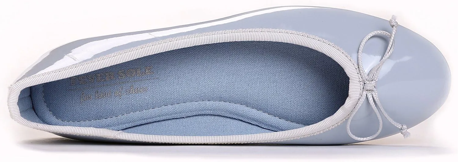 FEVERSOLE Women's Macaroon Colorful Memory Foam Cushion Insock Patent Ballet Flat