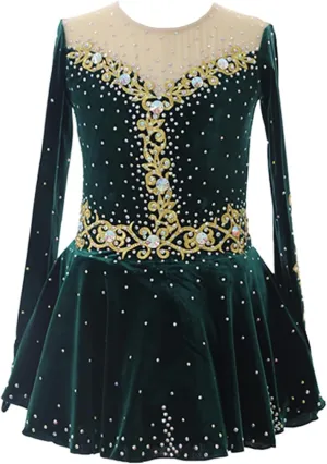 Figure Skating Competition Dress for Women, Breathable Flexible Ice Skating Dress Crystals Ballet Dancewear