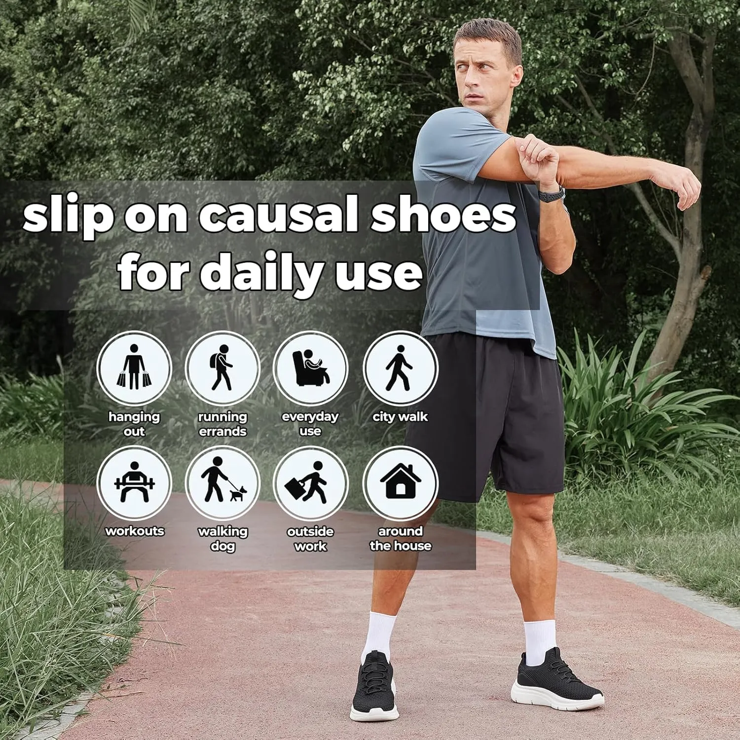 FitVille Extra Wide Slip on Shoes for Men, Lightweight and Breathable Mens Wide Slip on Shoes Max Cushioning