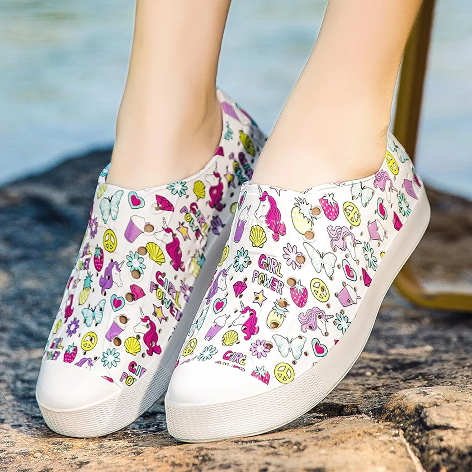 FLIOZY Colorful Printed Garden Clogs for Women, Lightweight Breathable Slip-On Shoes, Waterproof & Non-Slip, Fun Patterned Casual Footwear for Outdoor, Beach, and Everyday Wear