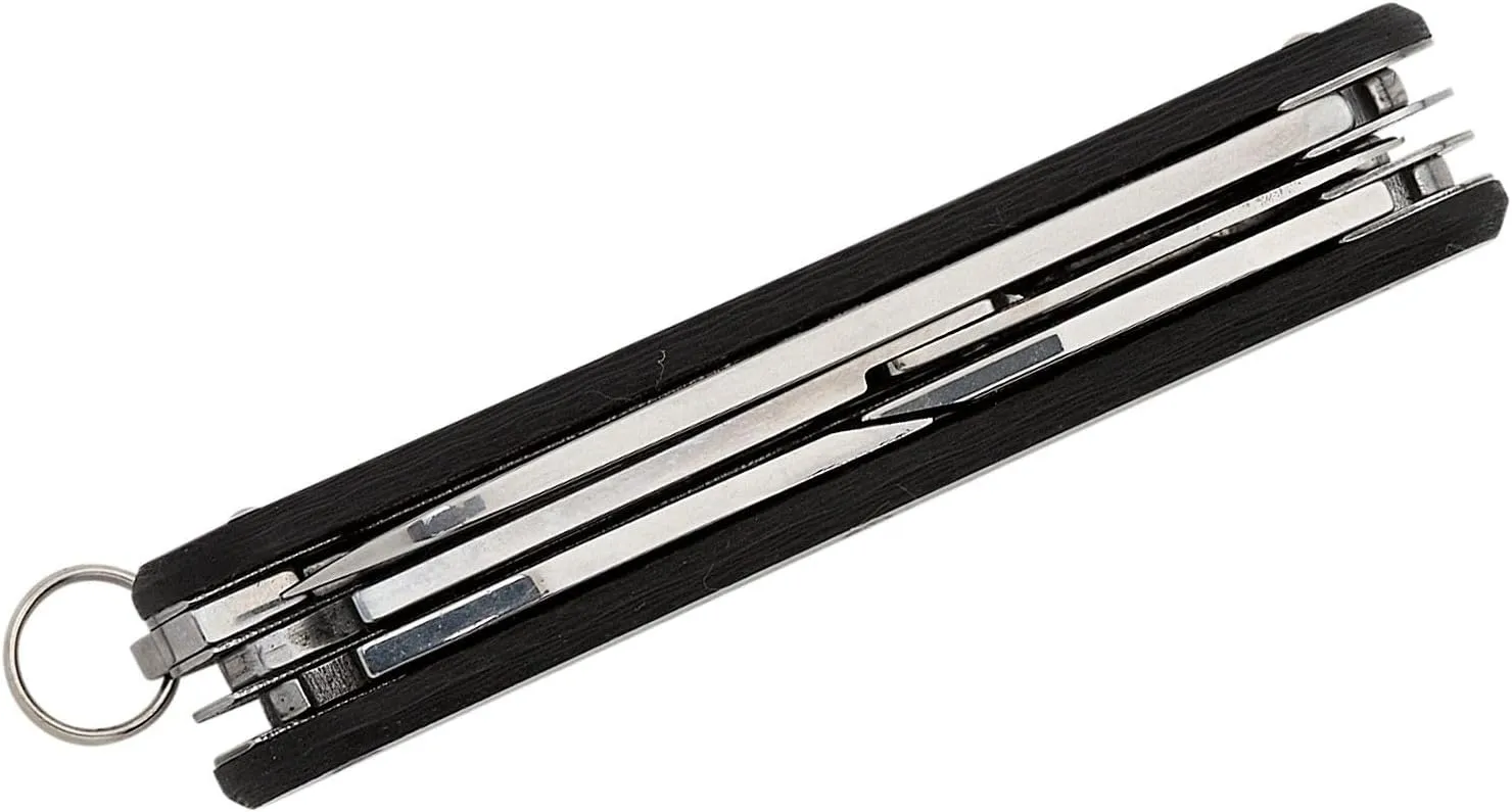 Fox Knives Vulpis FX-VP130-F4 Slipjoint Folding Knife 4-in-1 Multitool 2.17in Blade, Bottle Opener, Can Opener, Flat Head Screwdriver, Scissors - Compact Versatile Pocket Knife (Carbon Fiber)
