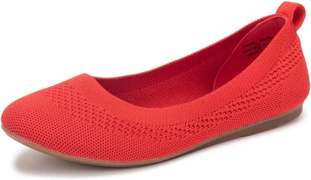 Frank Mully Women’s Ballet Flat Shoes Knit Dress Shoes Round Toe Slip On Ballerina Walking Flats Shoes for Woman Low Wedge Comfort Soft