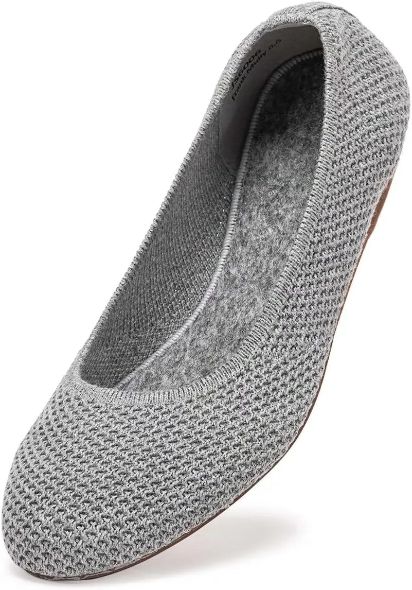Frank Mully Women’s Ballet Flat Shoes Knit Dress Shoes Round Toe Slip On Ballerina Walking Flats Shoes for Woman Low Wedge Comfort Soft