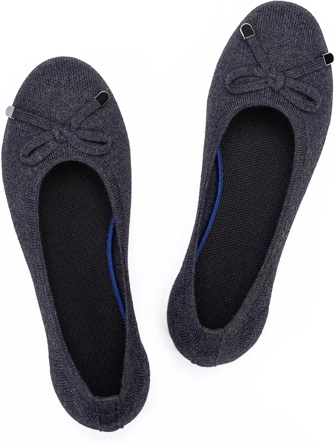 Frank Mully Women’s Ballet Flat Shoes Knit Dress Shoes Round Toe Slip On Ballerina Walking Flats Shoes for Woman Low Wedge Comfort Soft