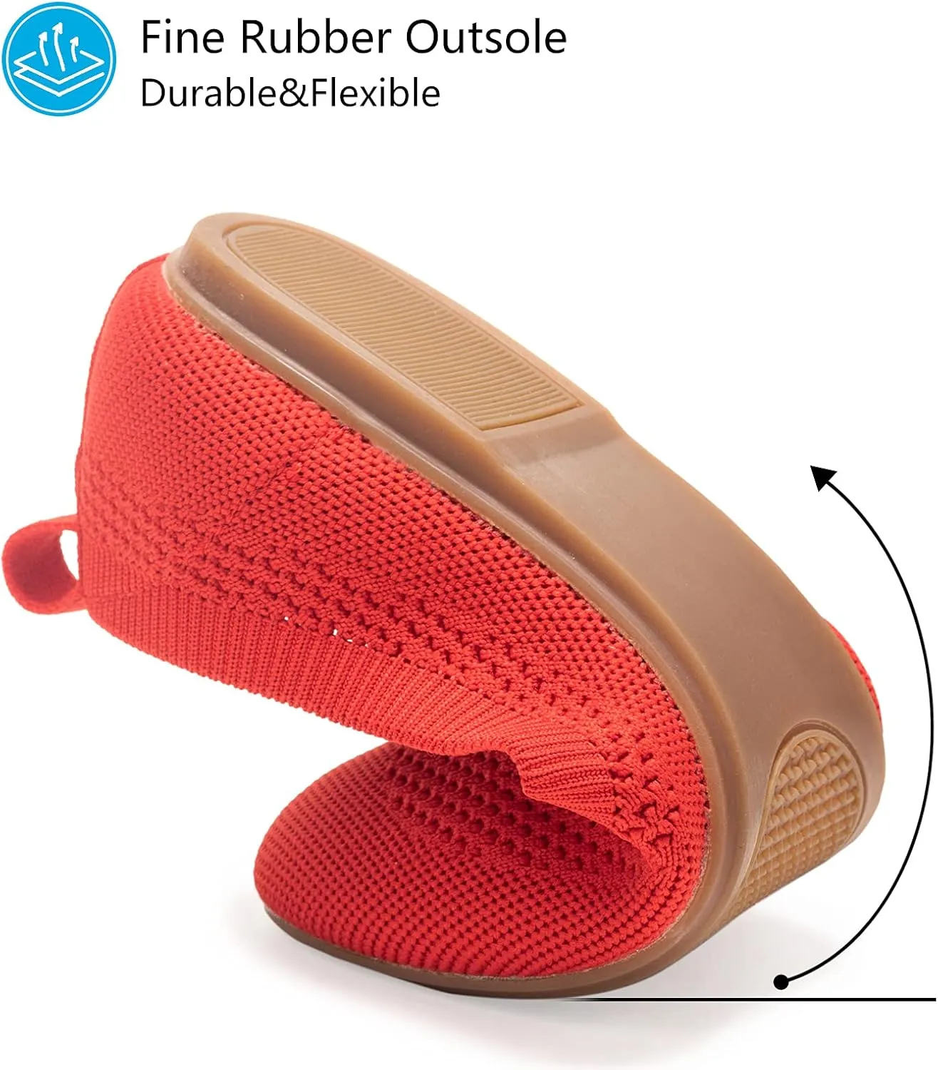 Frank Mully Women’s Ballet Flat Shoes Knit Dress Shoes Round Toe Slip On Ballerina Walking Flats Shoes for Woman Low Wedge Comfort Soft