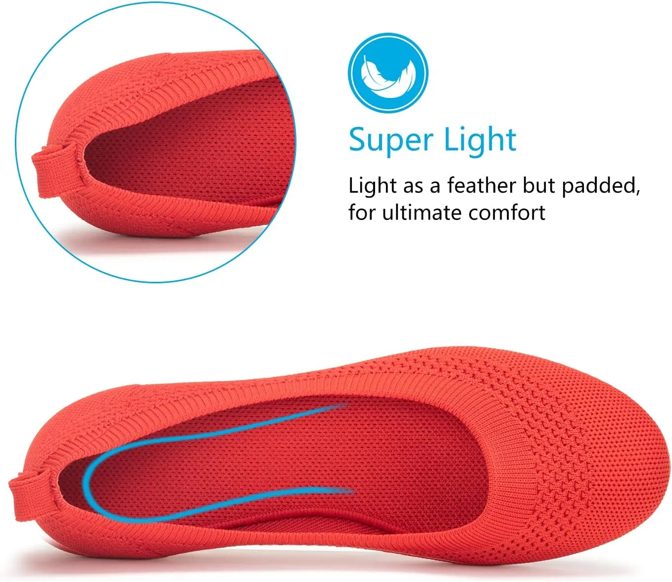 Frank Mully Women’s Ballet Flat Shoes Knit Dress Shoes Round Toe Slip On Ballerina Walking Flats Shoes for Woman Low Wedge Comfort Soft