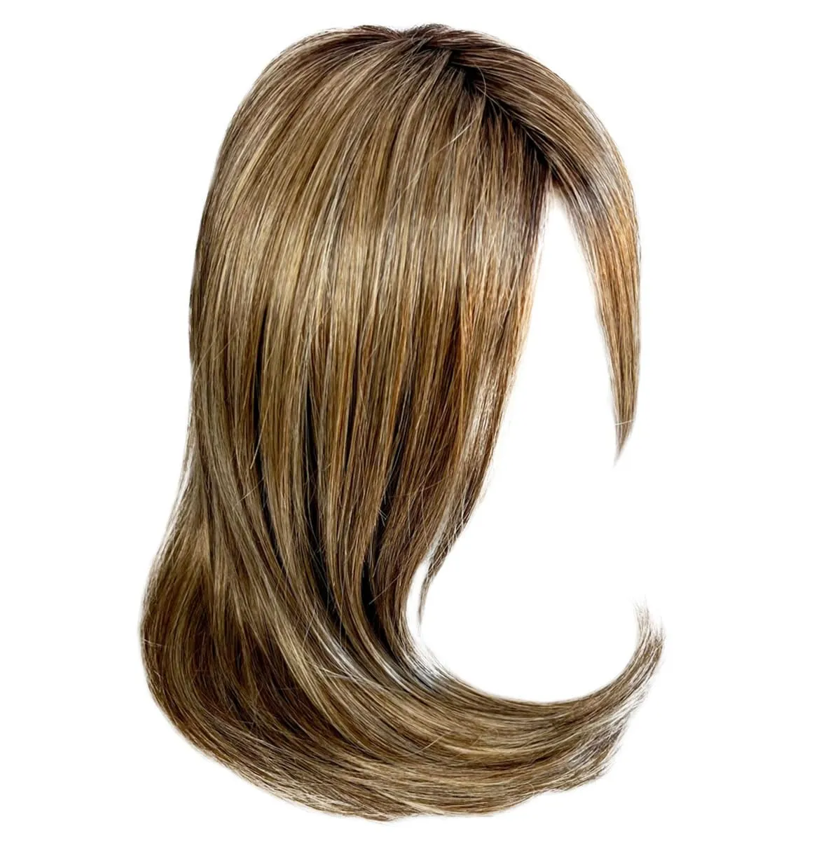 Front Cover Layered Long Bob Style Wig, Hand-Tied Mono Top by Hairuwear, Average Cap - GF11-25SS Honey Pecan