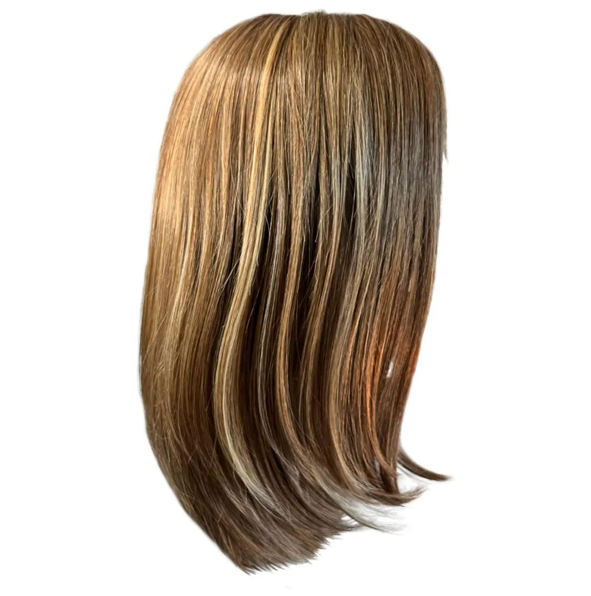 Front Cover Layered Long Bob Style Wig, Hand-Tied Mono Top by Hairuwear, Average Cap - GF11-25SS Honey Pecan