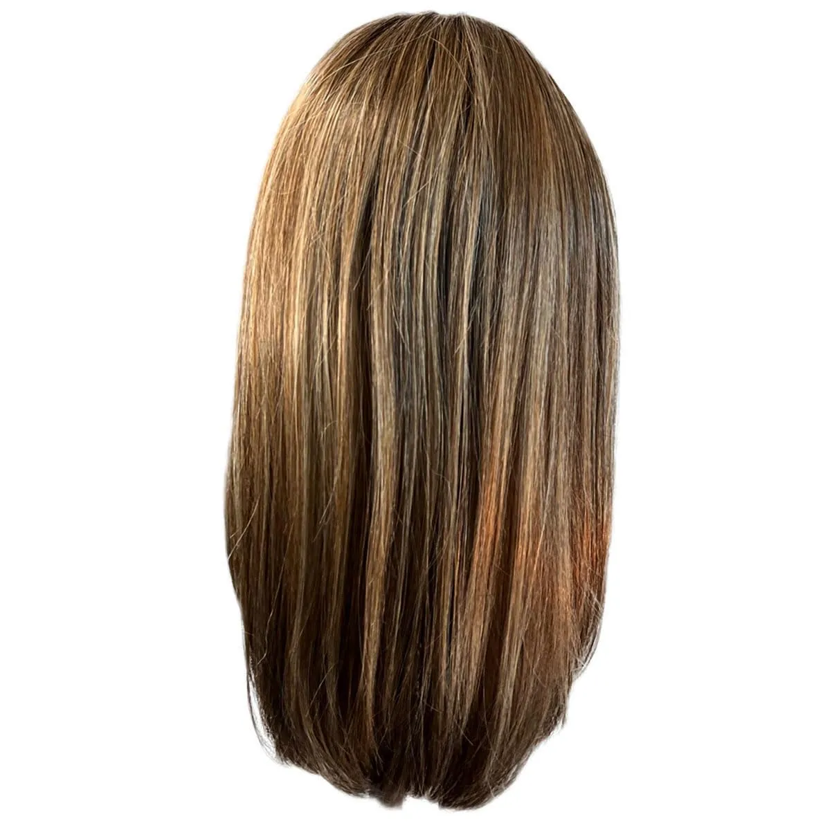 Front Cover Layered Long Bob Style Wig, Hand-Tied Mono Top by Hairuwear, Average Cap - GF11-25SS Honey Pecan