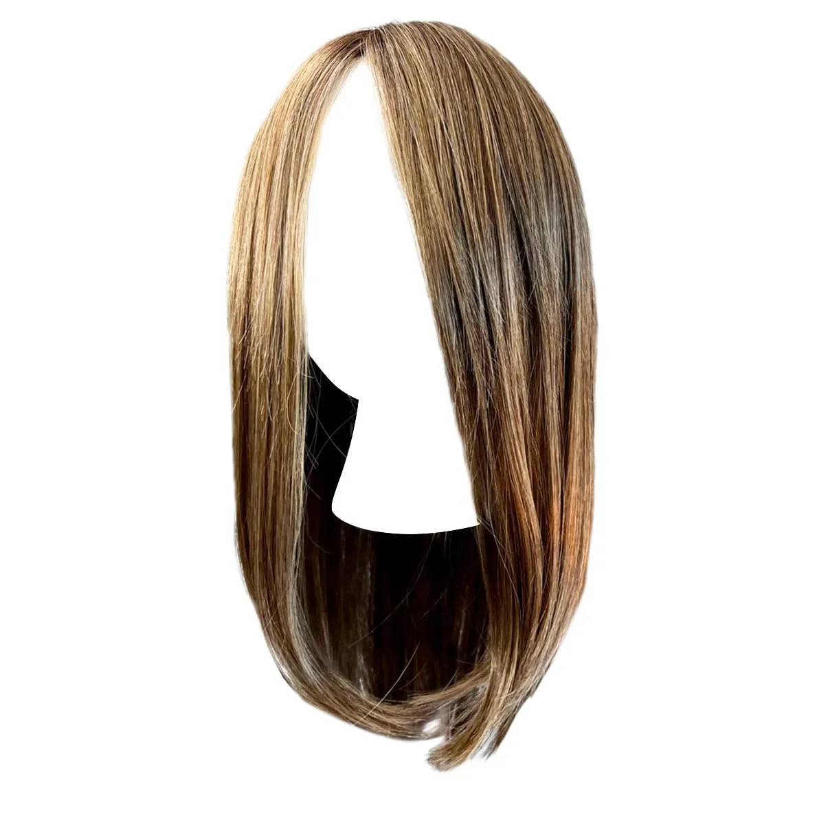 Front Cover Layered Long Bob Style Wig, Hand-Tied Mono Top by Hairuwear, Average Cap - GF11-25SS Honey Pecan