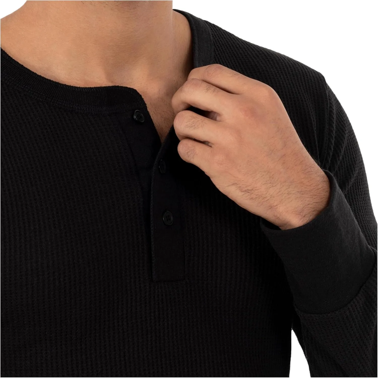 Fruit of the Loom mens Recycled Waffle Thermal Underwear Henley Top