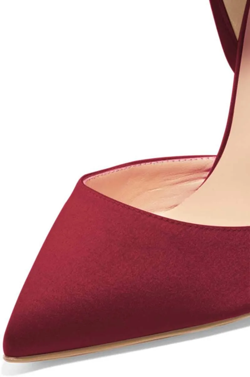 FSJ Women Strappy Ankle Wrap Sandal Ribbon Lace-up Stiletto High Heels Pointed Toe D'Orsay Slingback Pump Shoe Size 4-15 US