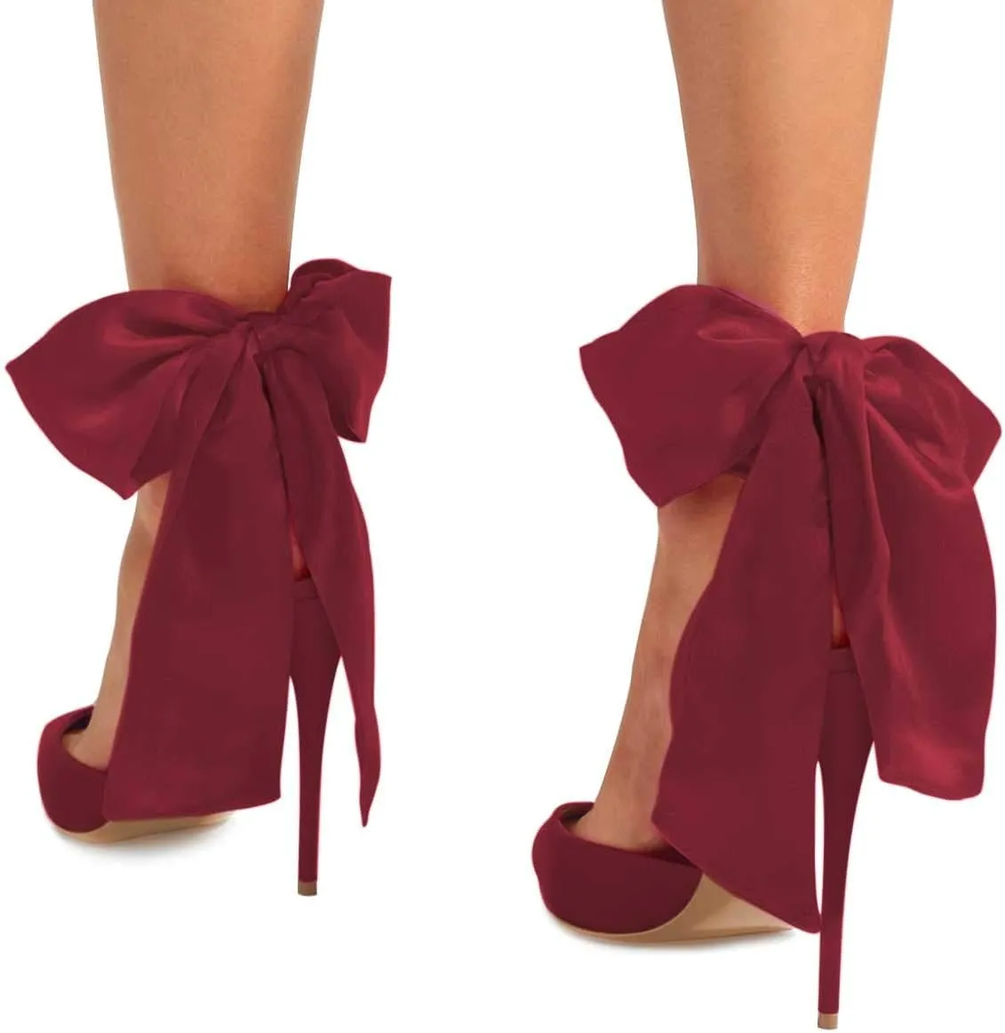 FSJ Women Strappy Ankle Wrap Sandal Ribbon Lace-up Stiletto High Heels Pointed Toe D'Orsay Slingback Pump Shoe Size 4-15 US