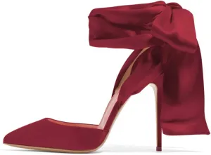 FSJ Women Strappy Ankle Wrap Sandal Ribbon Lace-up Stiletto High Heels Pointed Toe D'Orsay Slingback Pump Shoe Size 4-15 US