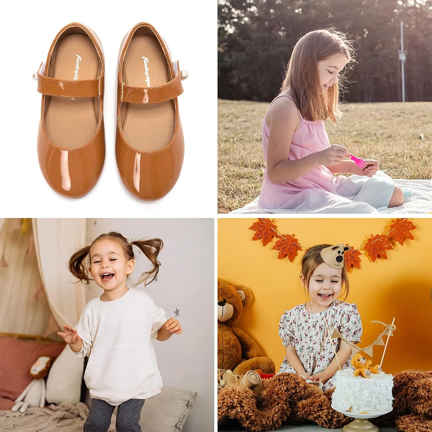 FUNKYMONKEY Toddler/Little Girl Mary Jane Dress Shoes Casual Slip on Ballet Flat
