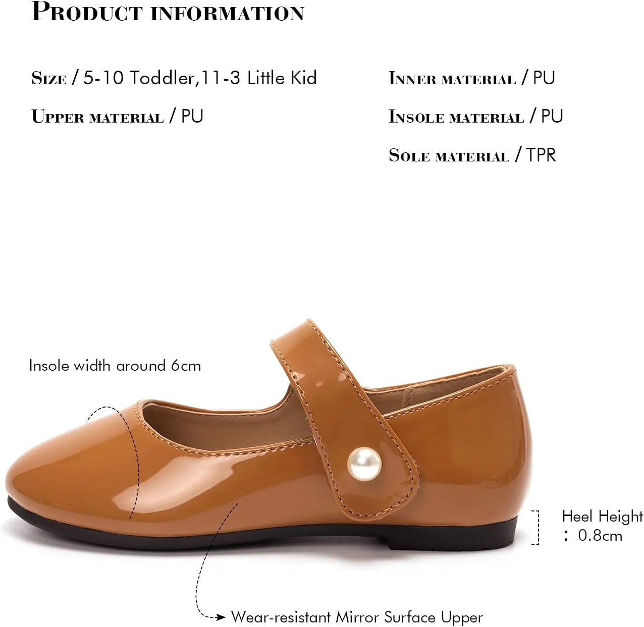 FUNKYMONKEY Toddler/Little Girl Mary Jane Dress Shoes Casual Slip on Ballet Flat