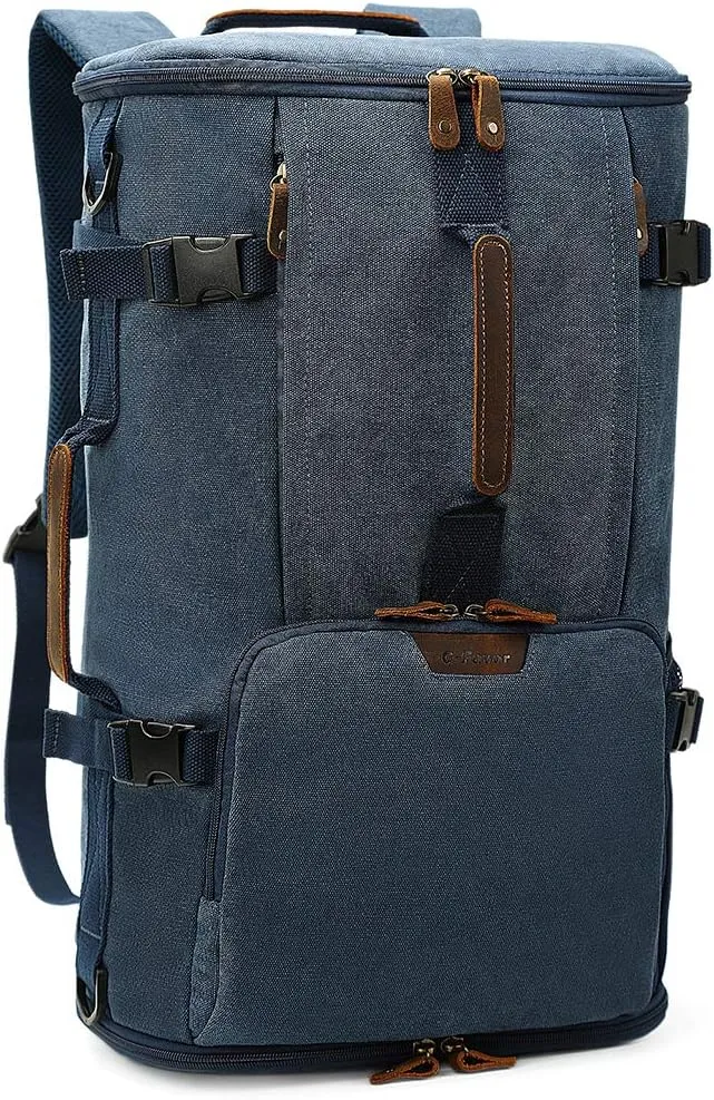 G-FAVOR 40L Travel Backpack, Vintage Canvas Rucksack Convertible Duffel Bag Carry On Backpack Fit for 17.3 Inch Laptop Bag
