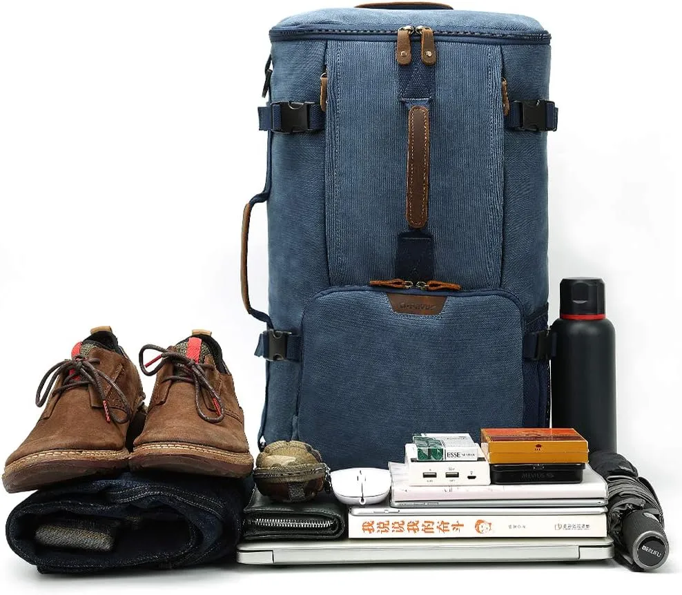 G-FAVOR 40L Travel Backpack, Vintage Canvas Rucksack Convertible Duffel Bag Carry On Backpack Fit for 17.3 Inch Laptop Bag