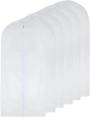 Garment Bags for Hanging Clothes 24'' x 40'' Suit Hanging Garment Bags White Breathable Suit Covers for Closet Full Zipper Dust Cover for Suits Dance Clothes Closet Pack of 6