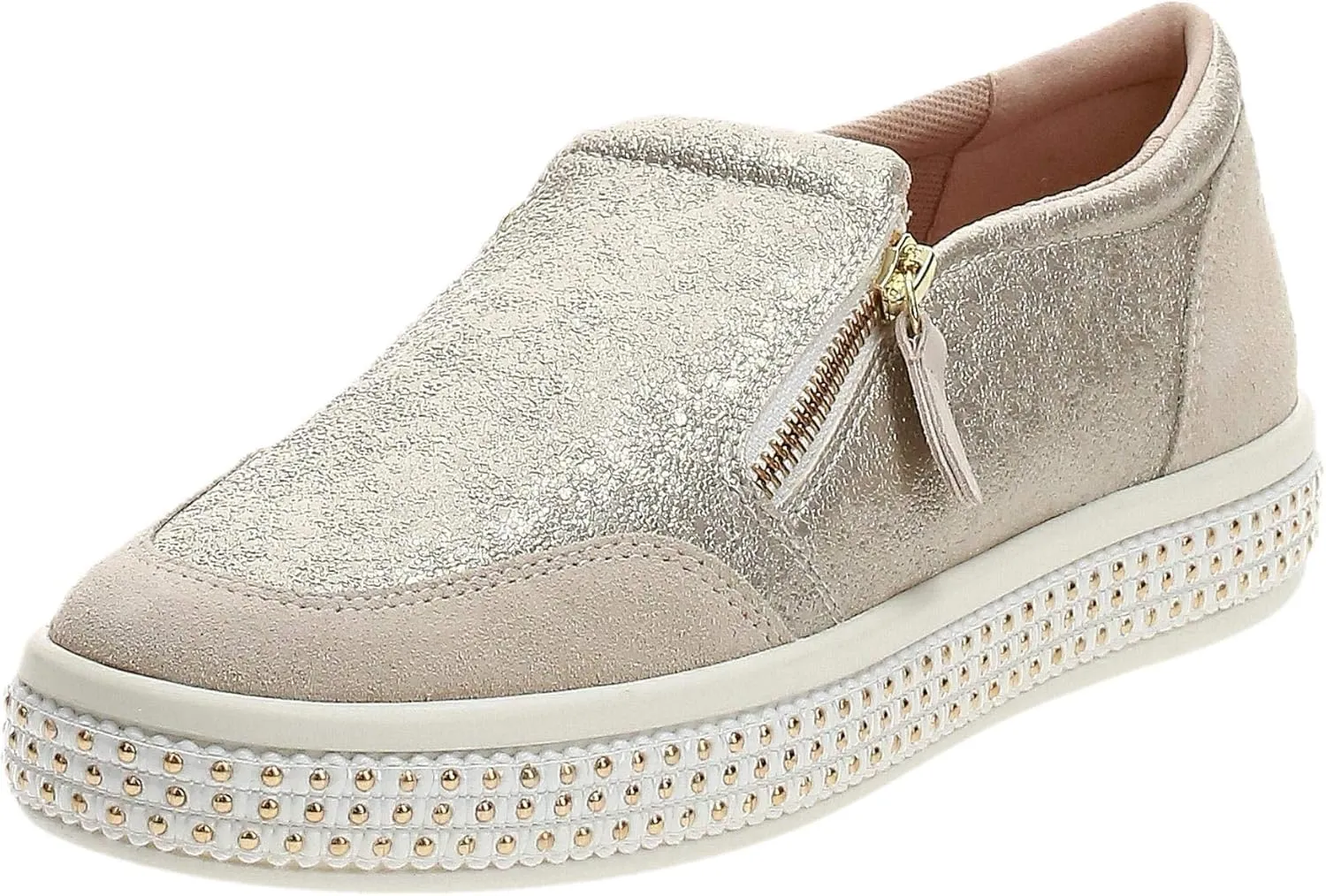 Geox Leelu Womens Leather Matt Trainers in Cream