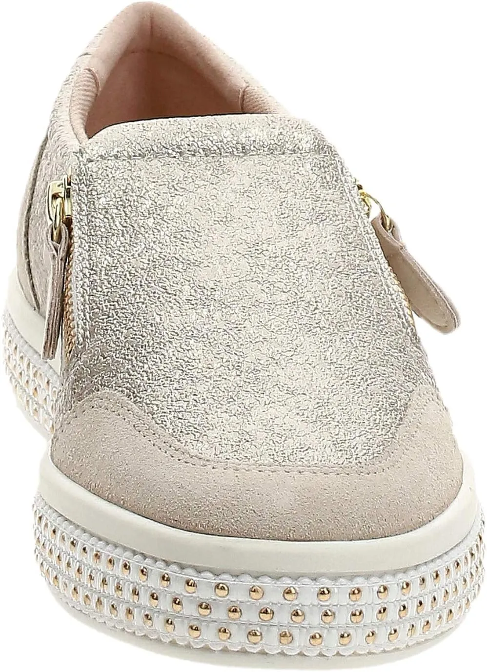 Geox Leelu Womens Leather Matt Trainers in Cream