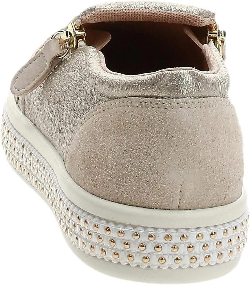 Geox Leelu Womens Leather Matt Trainers in Cream