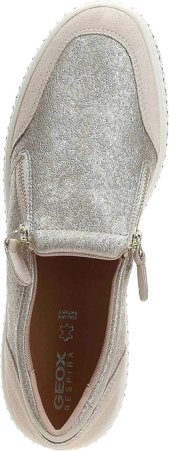 Geox Leelu Womens Leather Matt Trainers in Cream