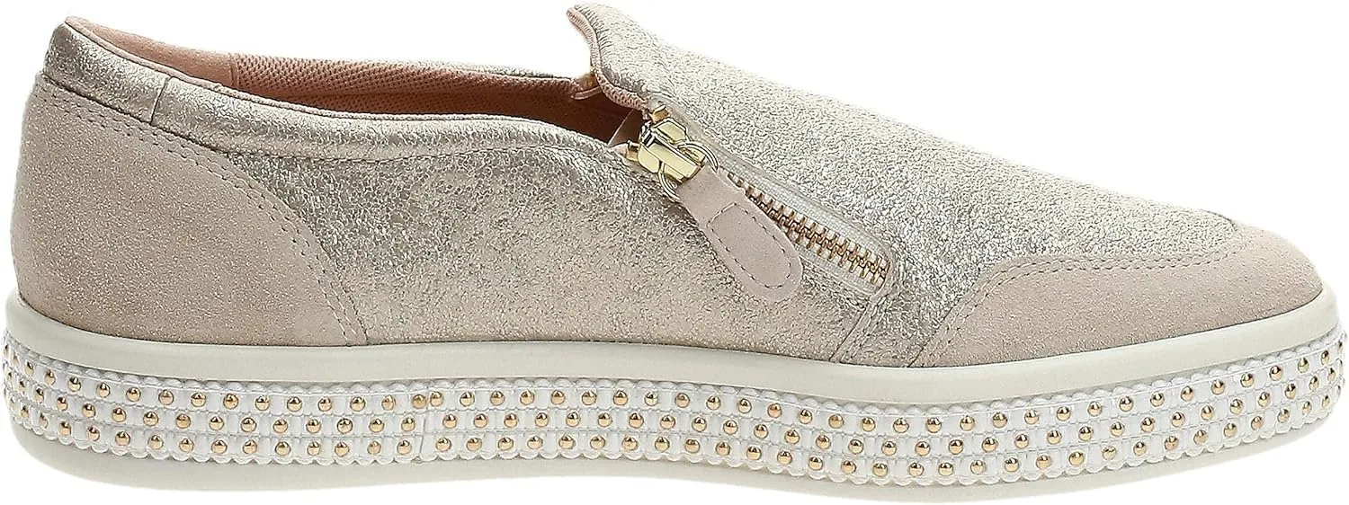 Geox Leelu Womens Leather Matt Trainers in Cream