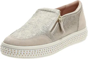 Geox Leelu Womens Leather Matt Trainers in Cream