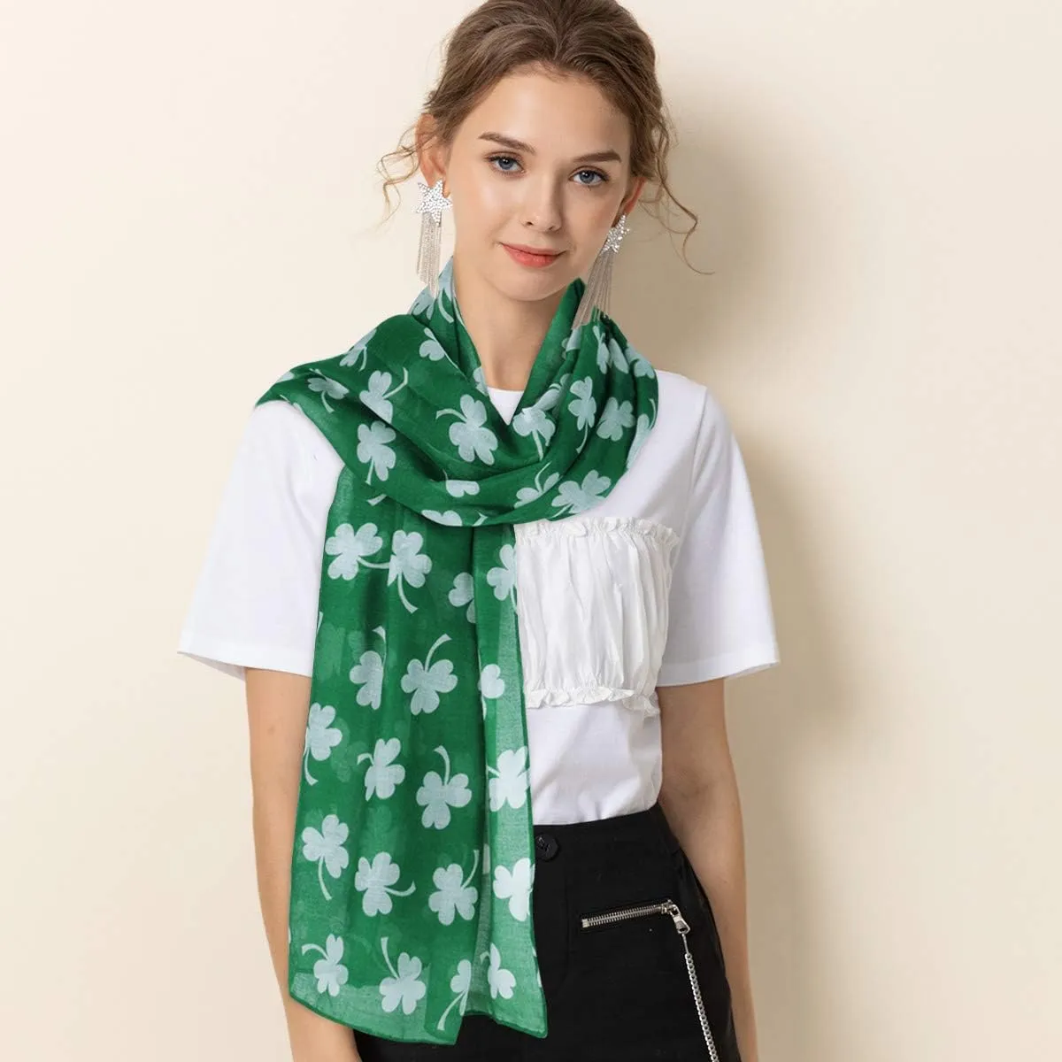 GERINLY Holiday Scarf for Celebration Fashion Festival Print Wrap Shawls for Travel Head Scarf Unique Hijab