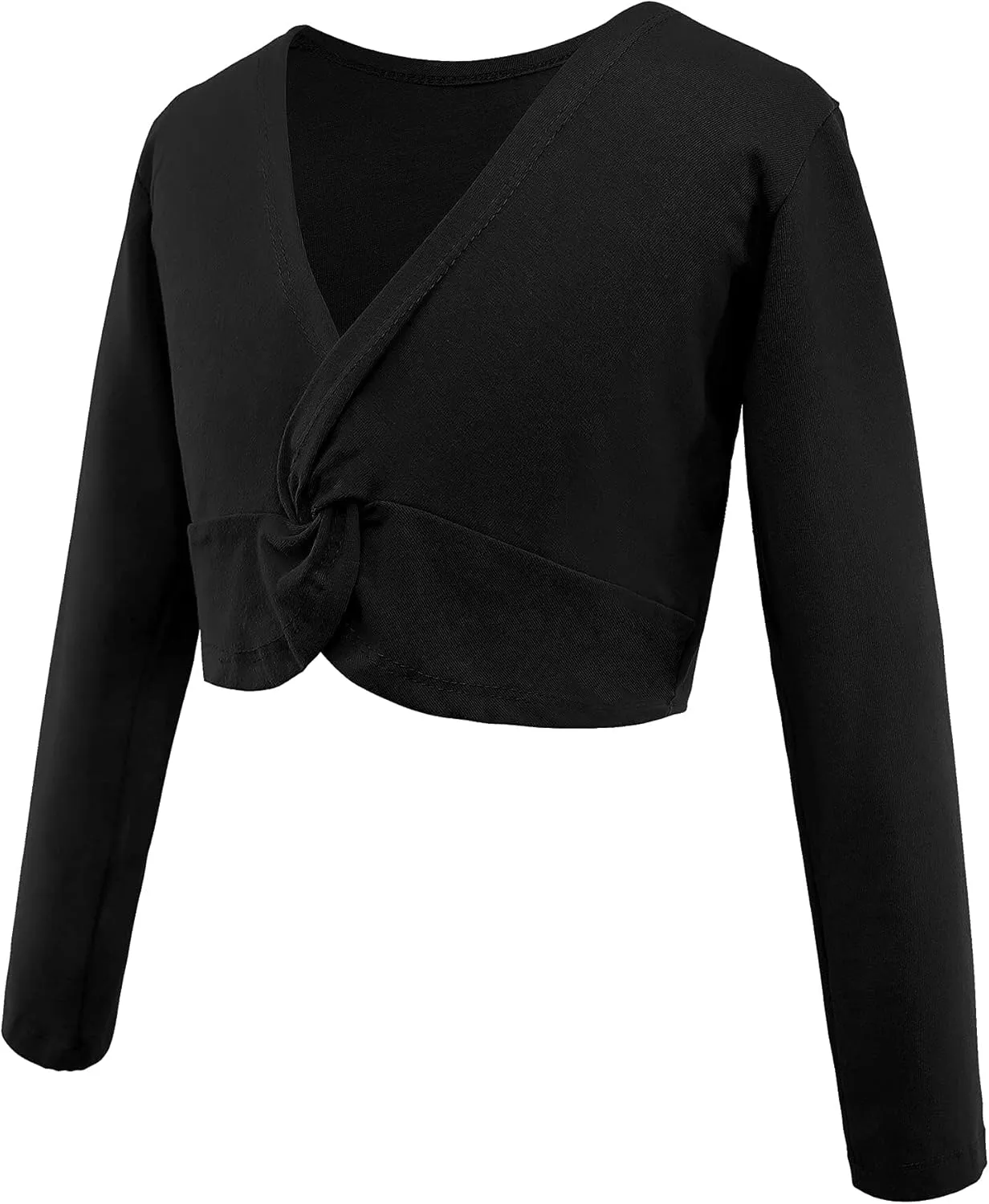Girls Dance Crop Coat Kids Ballet Long Sleeve Wrap Tops