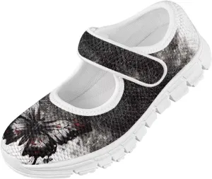 Girls Mary Jane Shoes School Uniform Shoes Round Toe Ballet Flats Breathable Mesh Slip-on Walking Sneakers