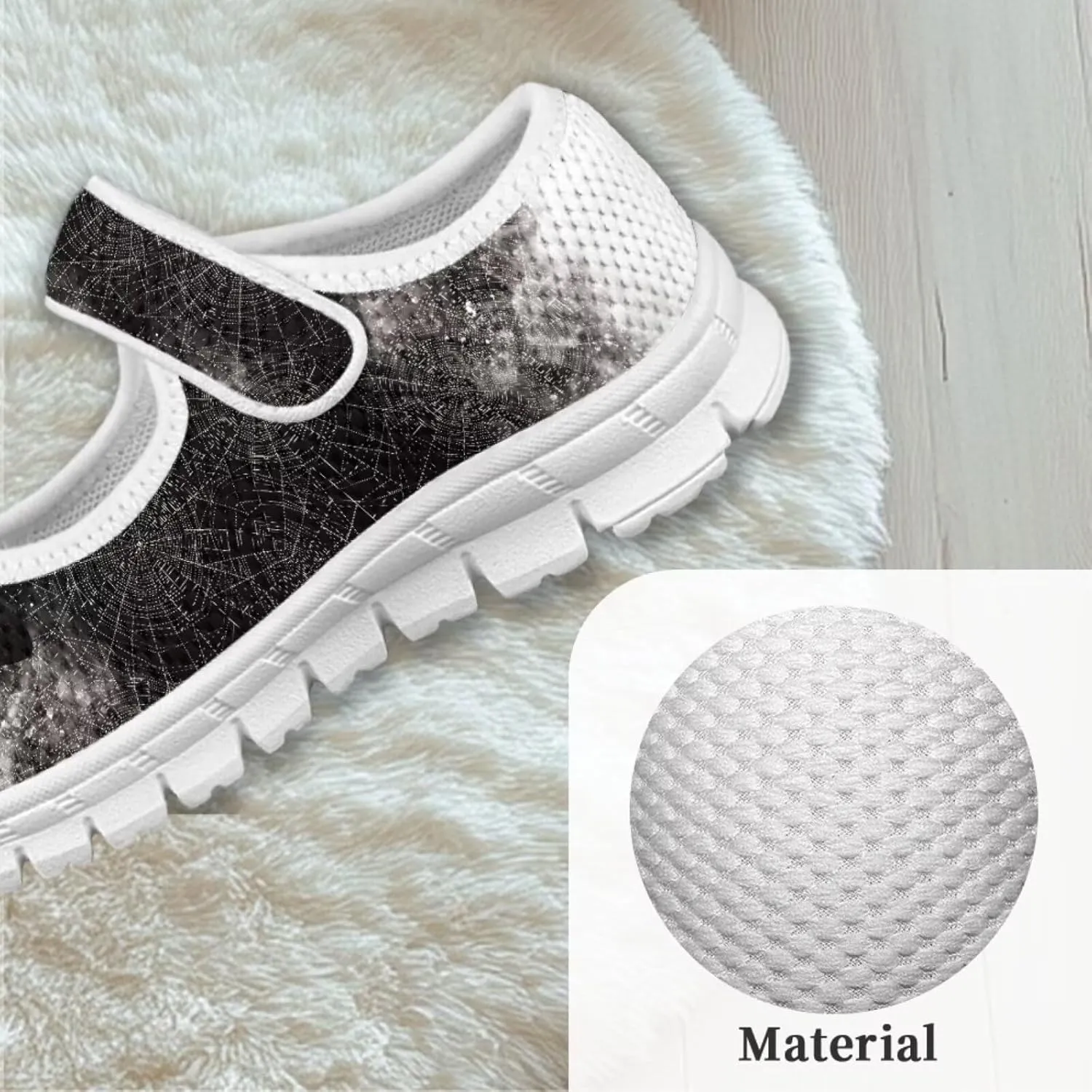 Girls Mary Jane Shoes School Uniform Shoes Round Toe Ballet Flats Breathable Mesh Slip-on Walking Sneakers