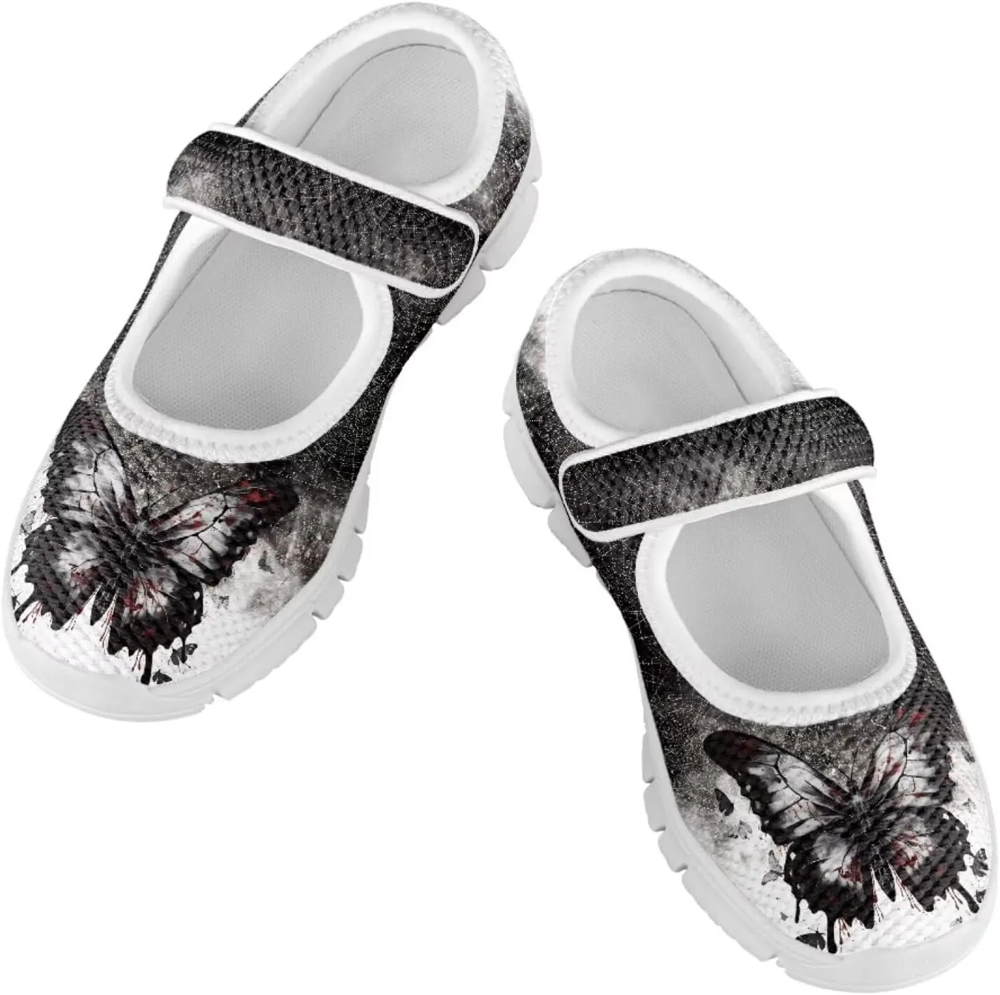 Girls Mary Jane Shoes School Uniform Shoes Round Toe Ballet Flats Breathable Mesh Slip-on Walking Sneakers
