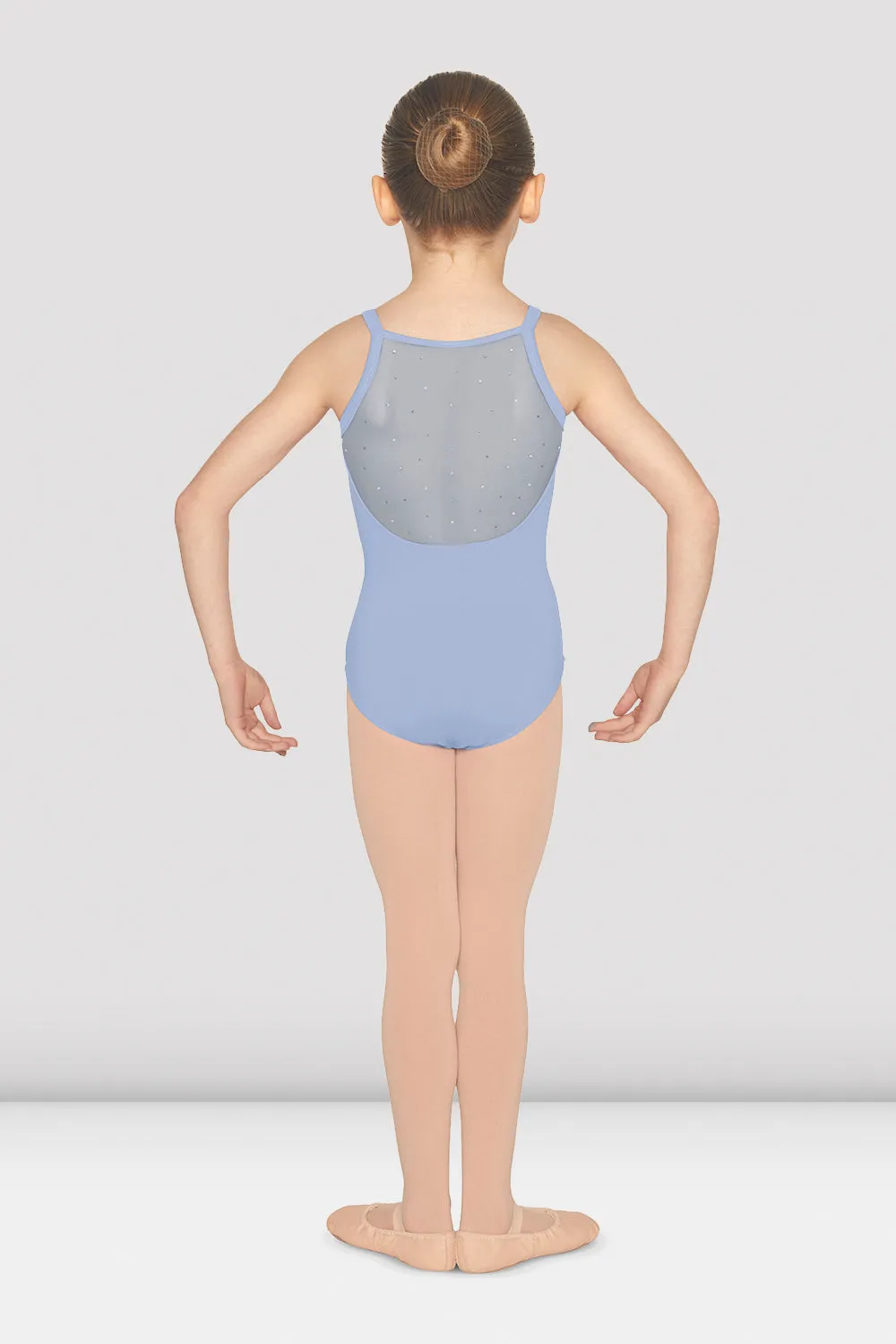 Girls Pin Tuck Mesh Back Camisole Leotard