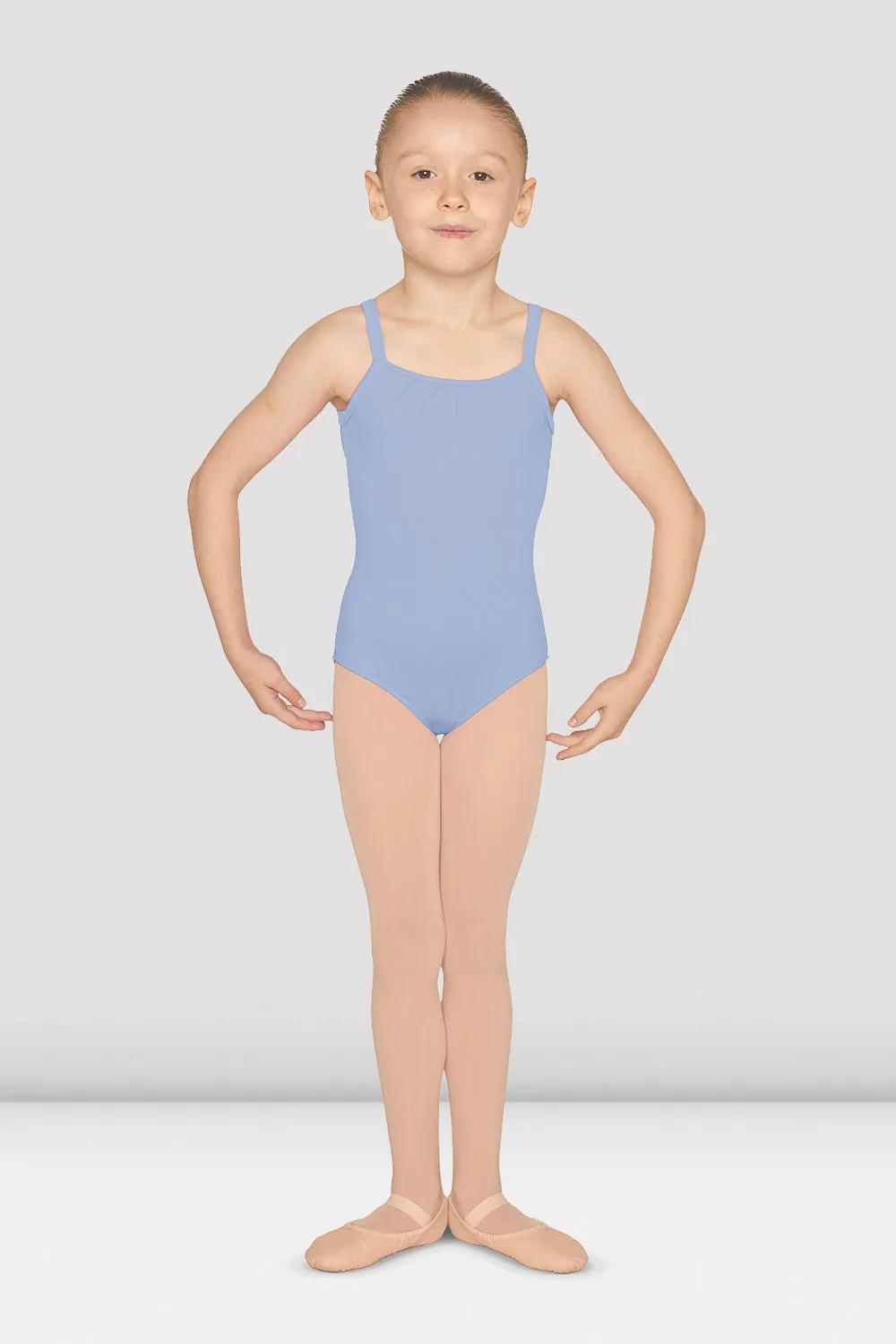 Girls Pin Tuck Mesh Back Camisole Leotard