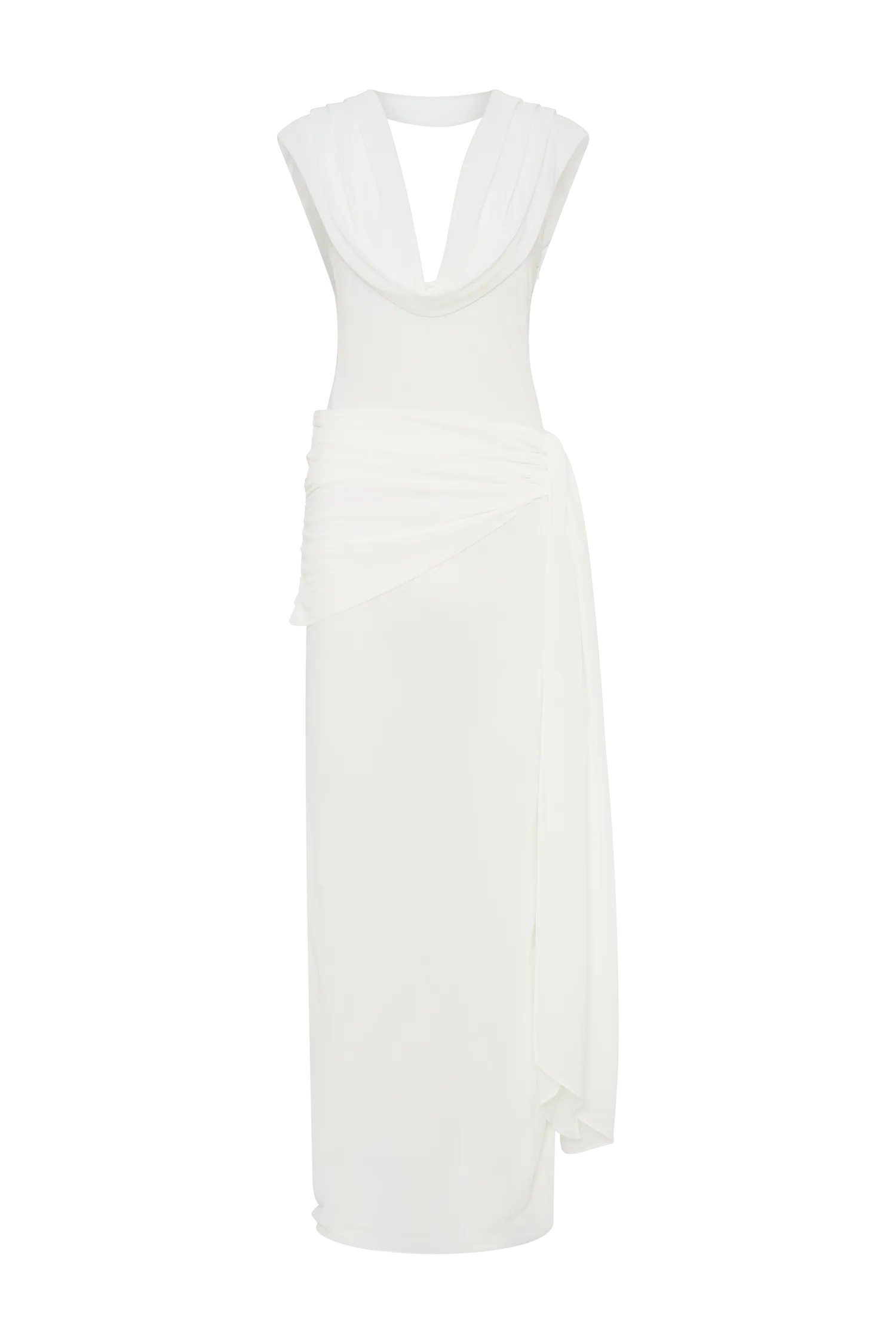 Giulia Chiffon Draped Maxi Dress - White