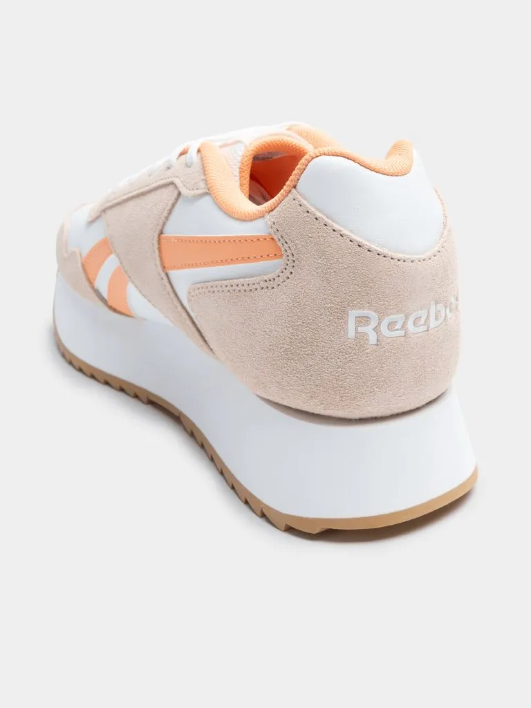 Glide Ripple Double Sneaker in White / Bleached Peach / Sunkissed Orange