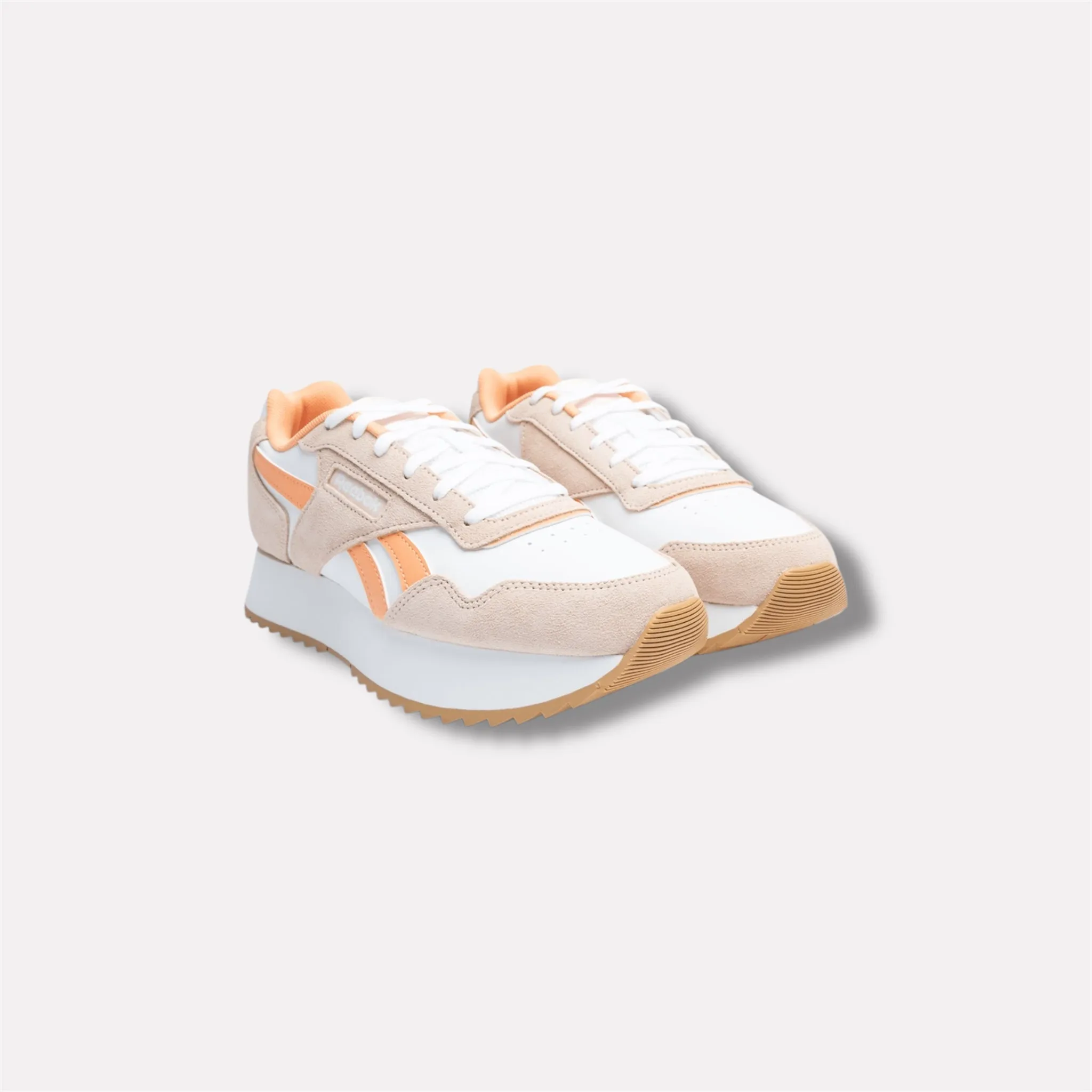 Glide Ripple Double Sneaker in White / Bleached Peach / Sunkissed Orange
