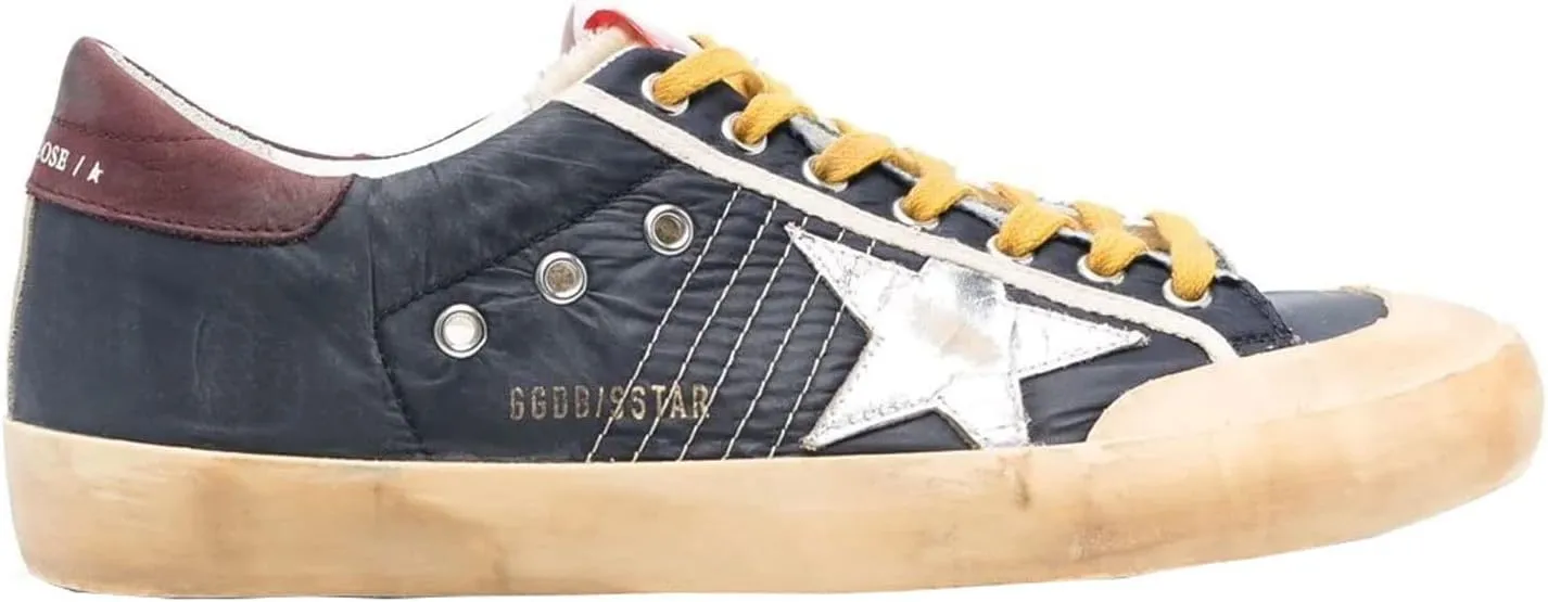 Golden Goose Super-Star Penstar Nylon Upper Banding and Stitching Laminated Star Nabuk Heel Mens Distressed Sneakers