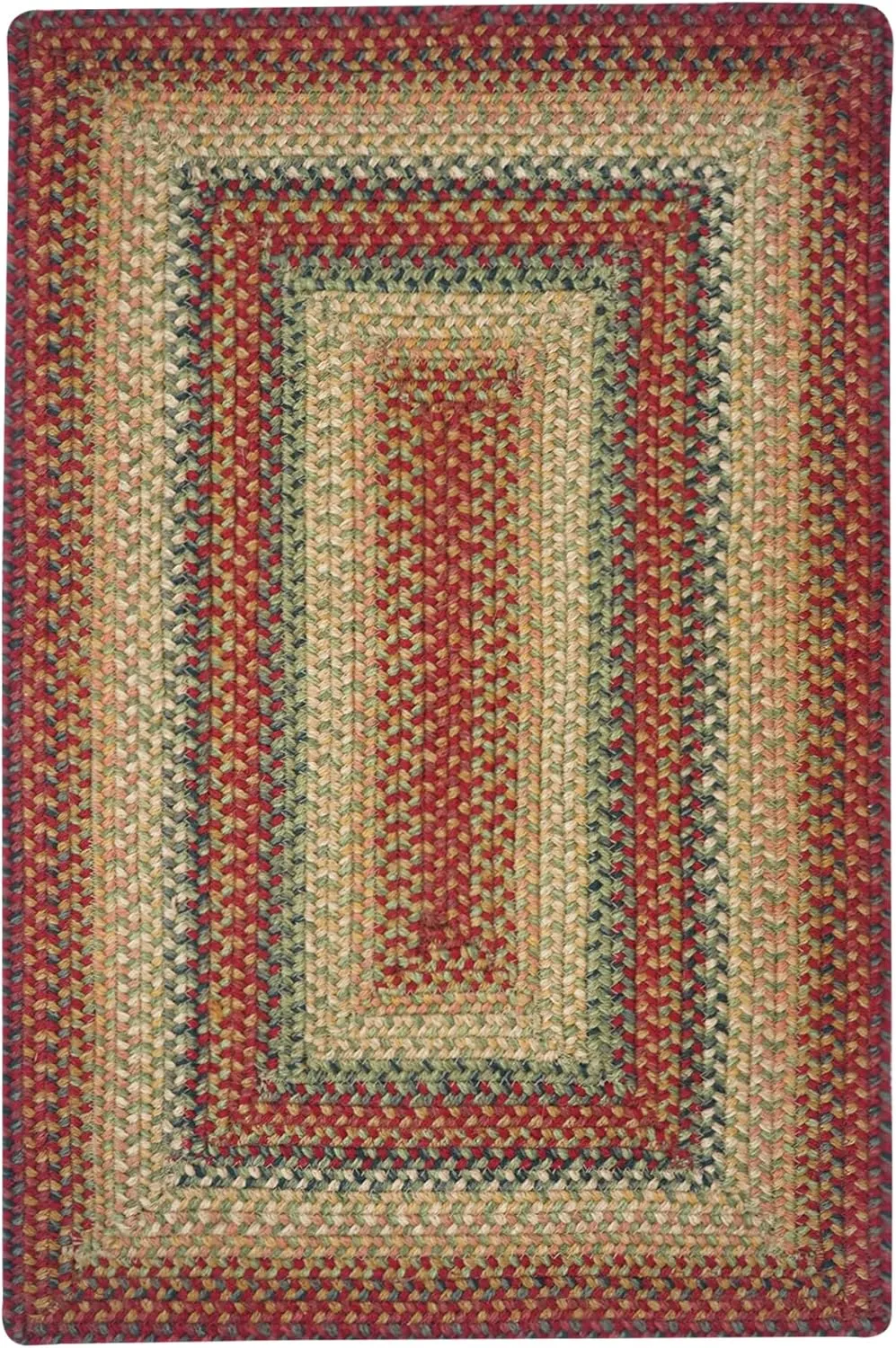 Graceland Jute Braided Rug 20"x30" - Red & Green, Country Primitive Decor Floor Coverings for Kitchens and Entryways - Durable, Reversible, and Easy to Clean