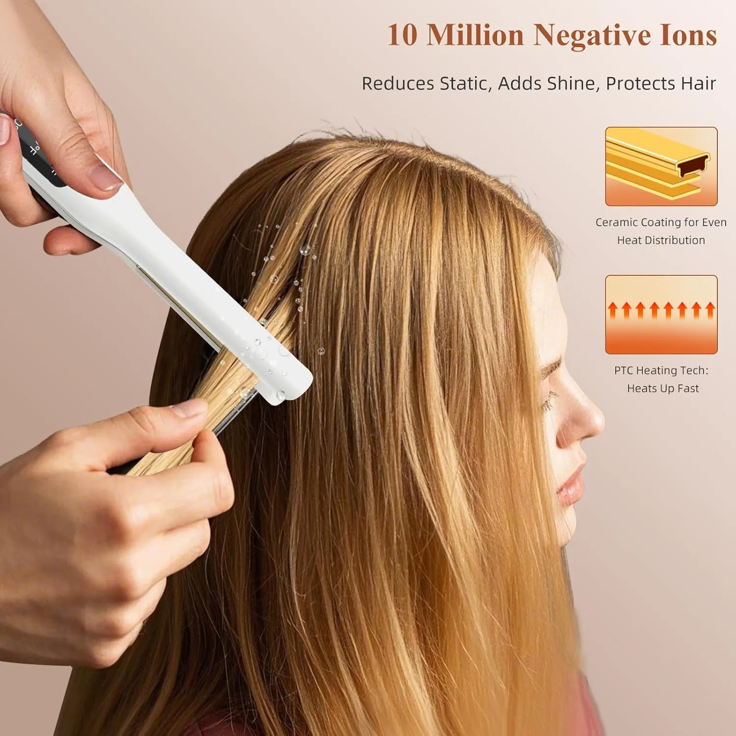 Hair Straightener, 1/2 Inch Flat Iron Straightener and Curling Iron 2 in 1，Ceramic Ionic Floating Plates for Less Frizz, 10s Quick Heat Up, Straightener for All Hair Types(White)