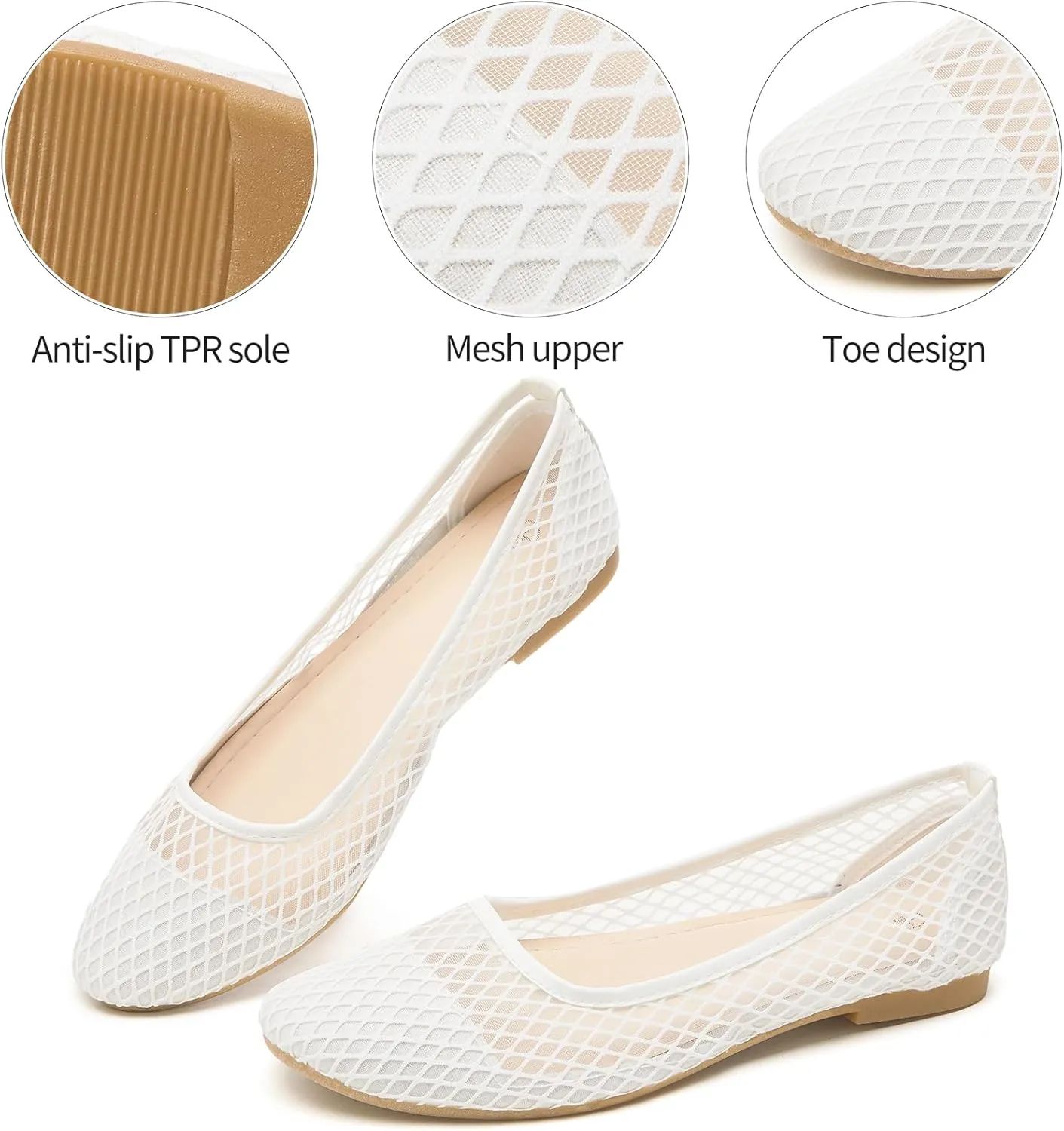 hash bubbie Women's Flats Shoes Ballet Flats Womens Knit Mesh Washable Dress Shoes Comfortable Slip on Loafers for Women Breathable Business Casual Shoes