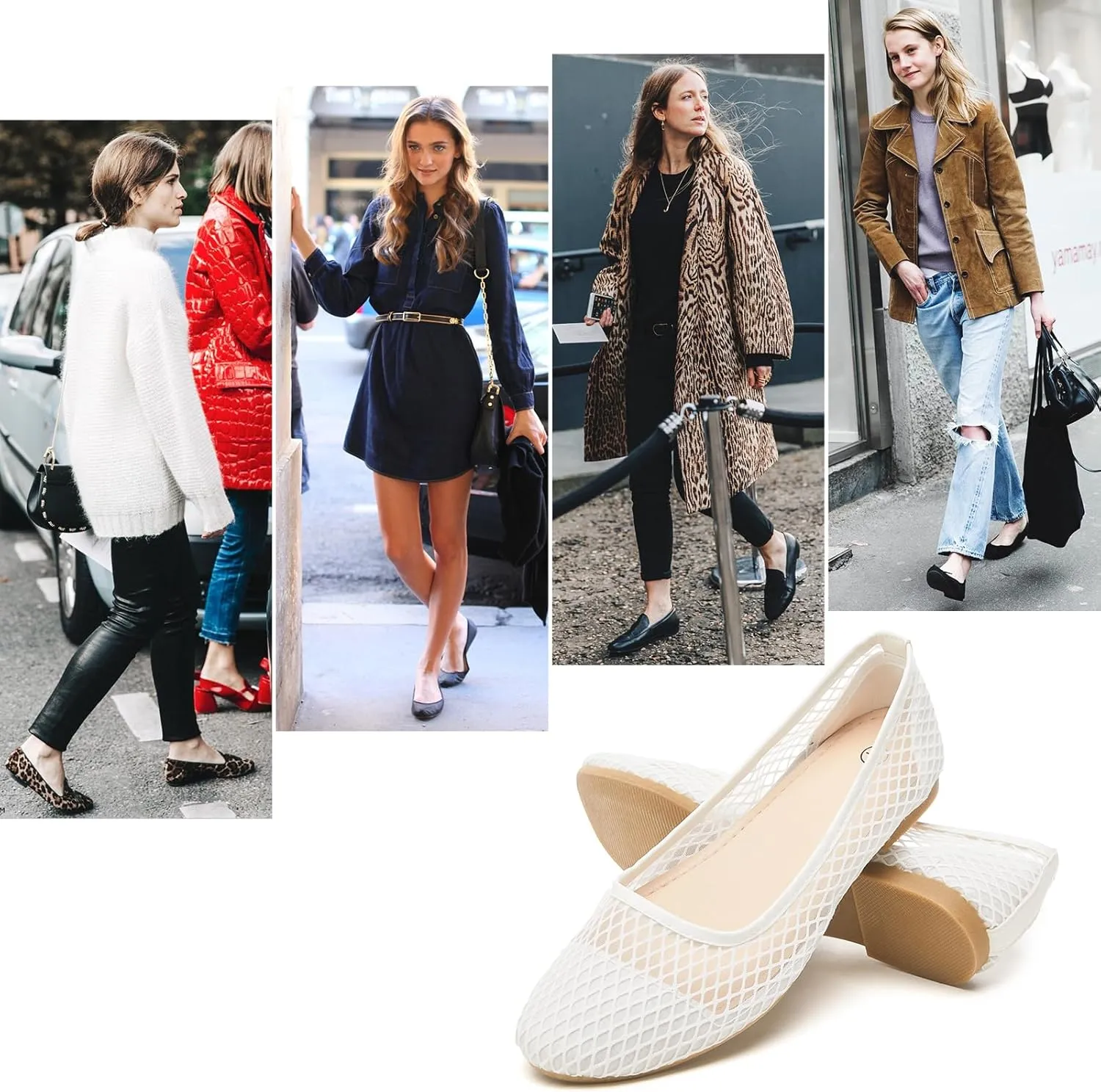 hash bubbie Women's Flats Shoes Ballet Flats Womens Knit Mesh Washable Dress Shoes Comfortable Slip on Loafers for Women Breathable Business Casual Shoes