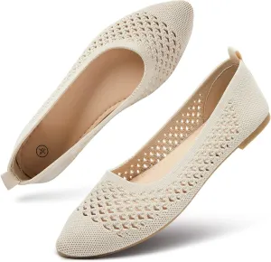 hash bubbie Women's Flats Shoes Women Comfortable Dress Shoes Black Pointed Toe Flats Ballet Mesh Knit Flat Dressy Slip on Business Casual Shoes for Women