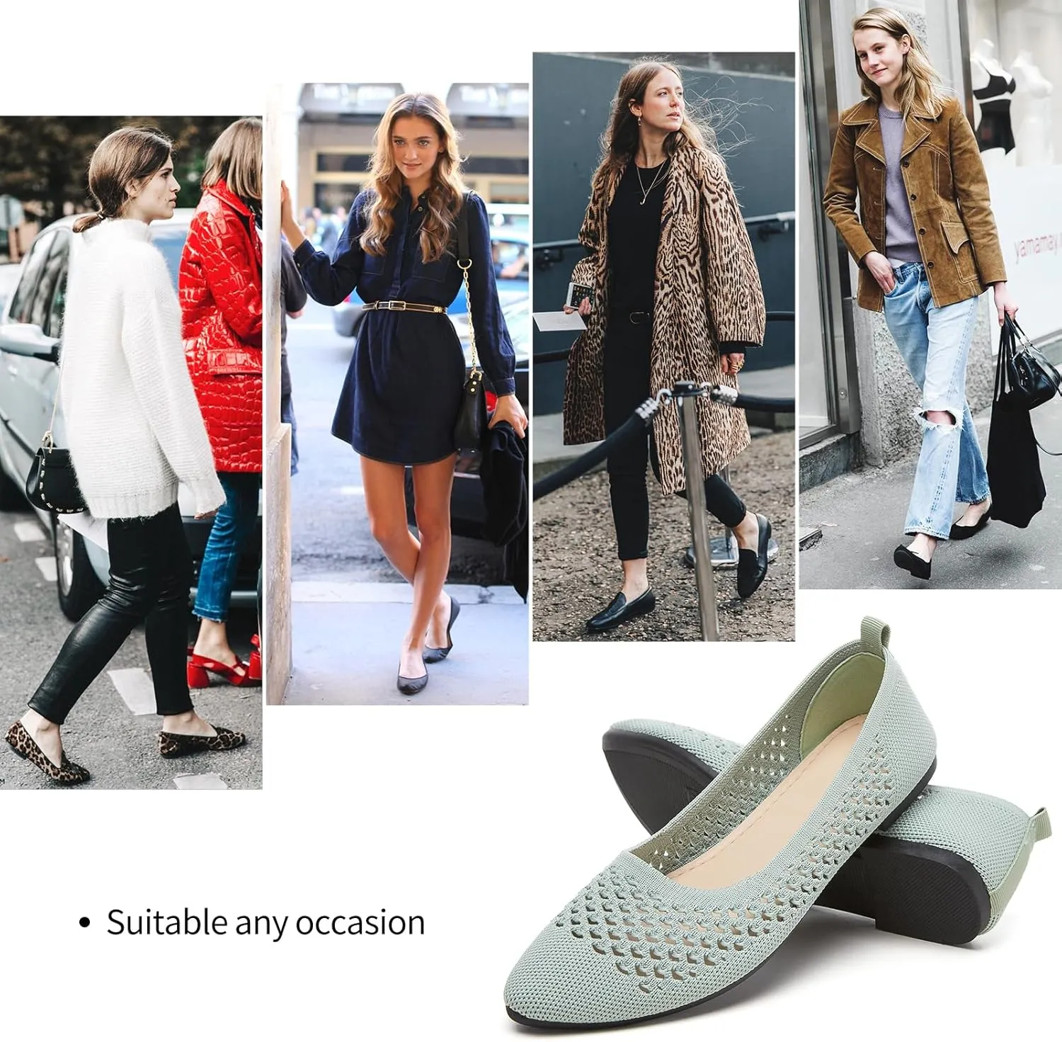 hash bubbie Women's Flats Shoes Women Comfortable Dress Shoes Black Pointed Toe Flats Ballet Mesh Knit Flat Dressy Slip on Business Casual Shoes for Women